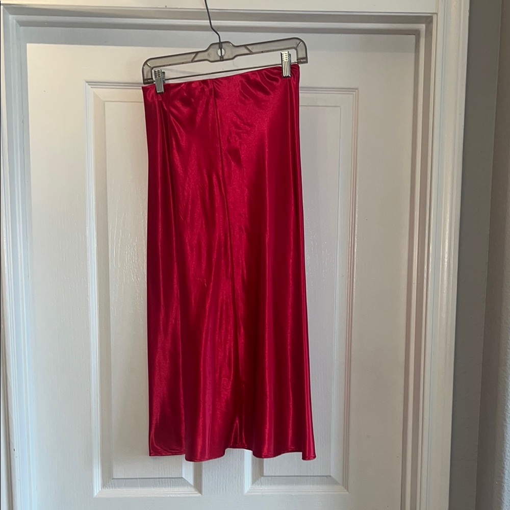 Elegant Red Satin Skirt